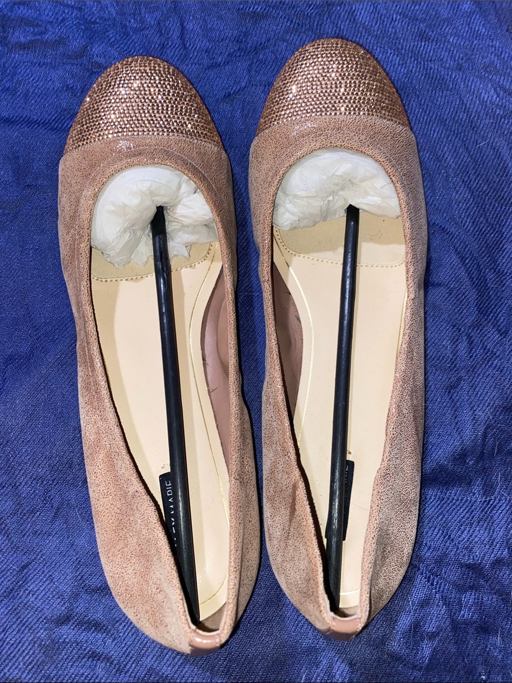 Alex Marie Metallic Rose Ballet Flats with Embellished Toe